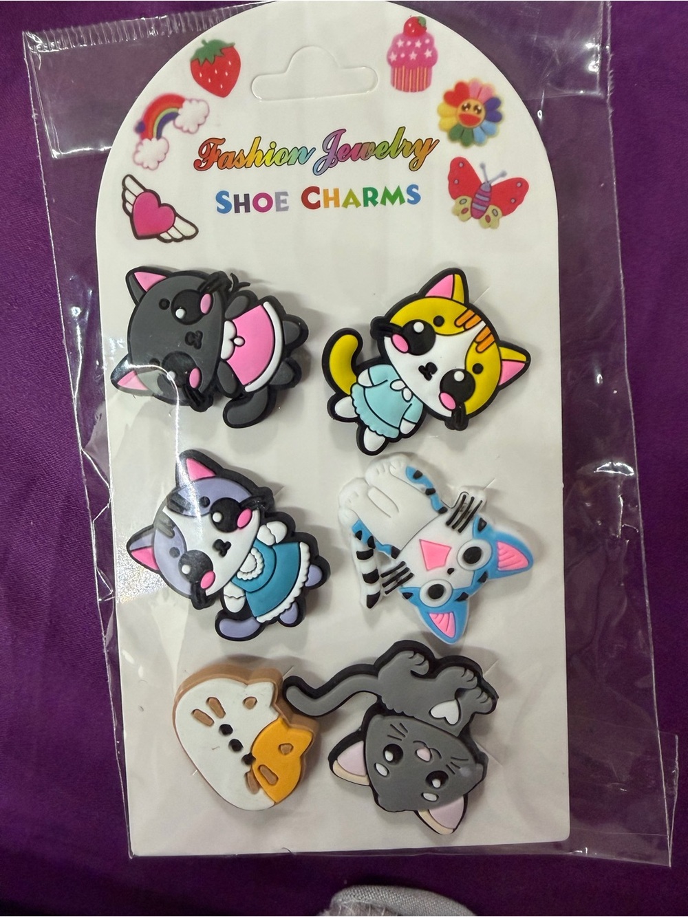 Fashion Jewelry Multicolor Cat Shoe Charms Set